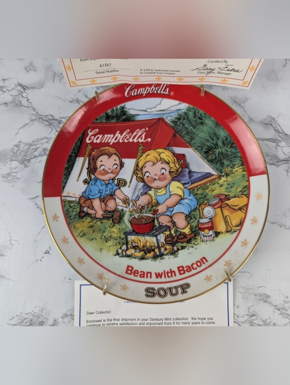Vintage Campbell’s Kids Bean with Bacon Soup Collector Plate Danbury Mint w/ COA
